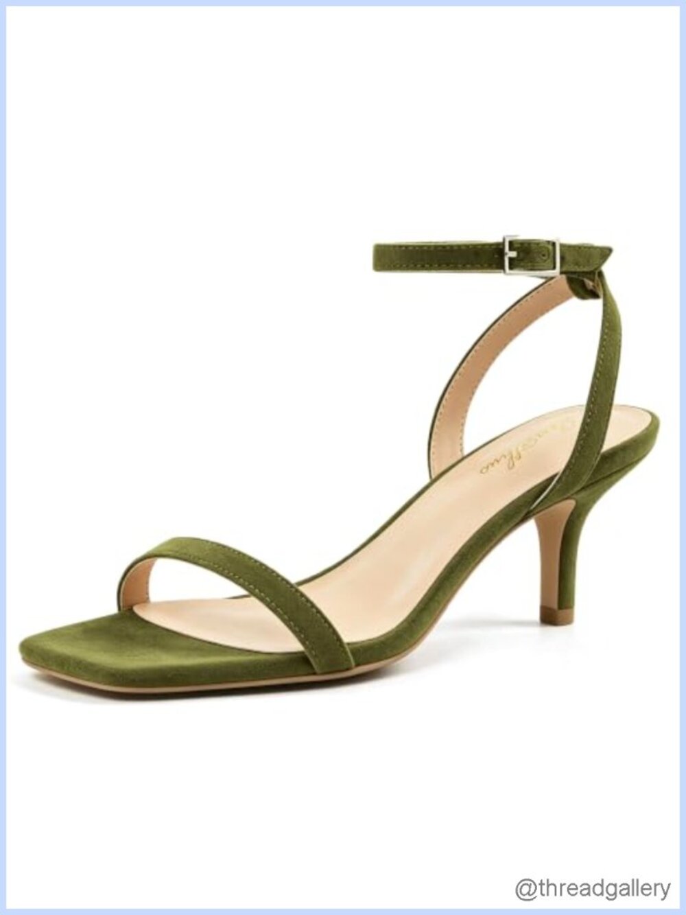 Kitten Heel Strappy Sandals Open Toe Dressy Low Heel Faux Suede